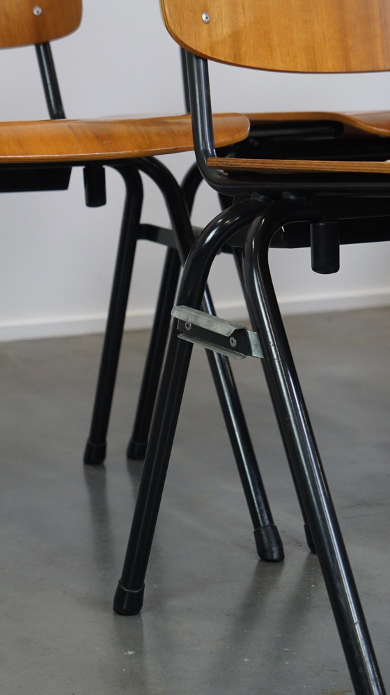 Image 1 of 12 Vintage Dutch Design Marko School/Canteen/Dining Chairs With Armrests