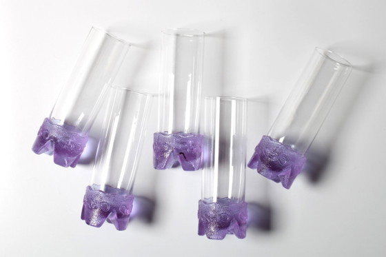 Set van 5 vintage lila bekers / LACS Kristallglas / Italië / jaren 70 – Glazen & Karaffen, Crystal (photo 3 of 11)