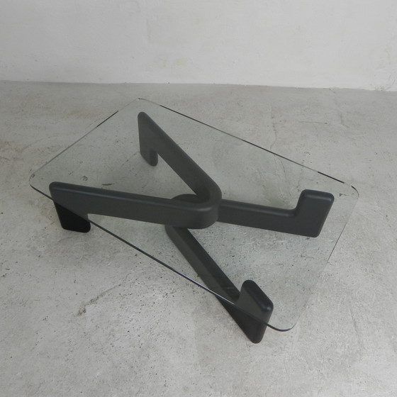 Image 1 of Table basse vintage avec base en bois noir organique, 1970