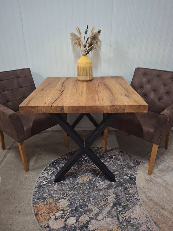 Image 1 of Robust Dining Table Made of Oak Wood 100x95 cm, New