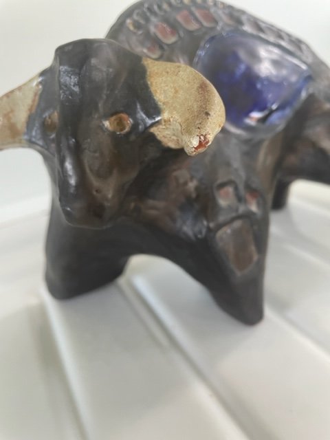 Image 1 of Céramique vintage des années 70 - Taureau - Elisabeth Vandeweghe - Perignem