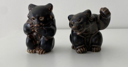 Royal Copenhagen Knud Kyhn 2 ours décoratifs années 1940 – beeldhouwkunst, Ceramic