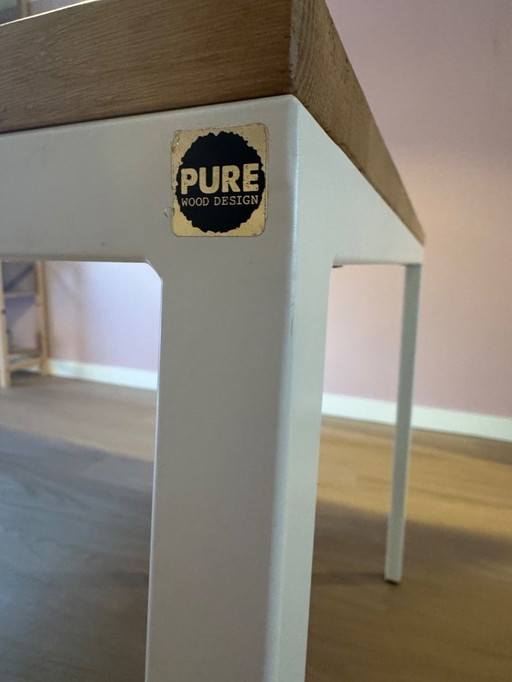 Purewood Norberg dining table with oak white base and matching bench