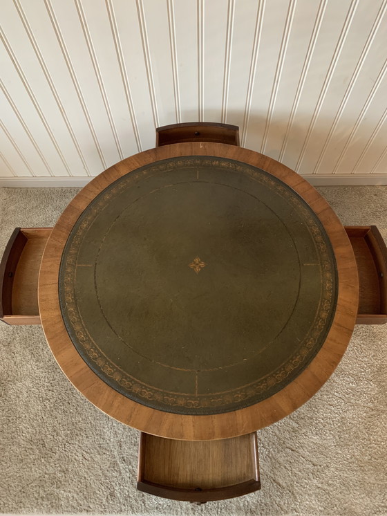 Image 1 of English Bevan Funnell Reprodux Leather Top Drum Table