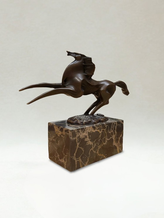 Image 1 of Bronze sculpture – Galloping horse – Signed Milo – Marble base