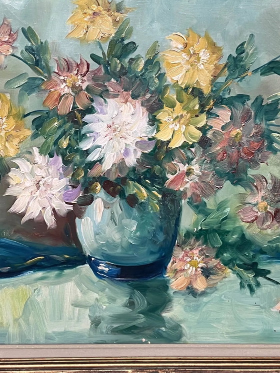 Stilleven met bloemen, gesigneerd. – Schilderijen & Tekeningen, Canvas (photo 5 of 10)