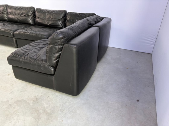 Divano modulare vintage in pelle nera, anni '70 – Divani modulari (photo 2 of 12)