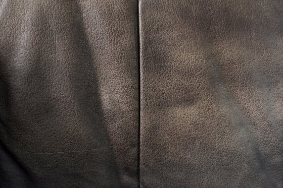 Image 1 of Vintage Mid-Century Modern German Brutalist 2-Seater Brown Leather Bed Sofa, 1970s