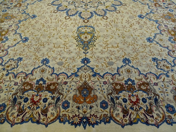 Image 1 of Exklusiver, halb antiker XXL-Keshan-Teppich – 428 x 318 cm – handgeknüpfter Perserteppich