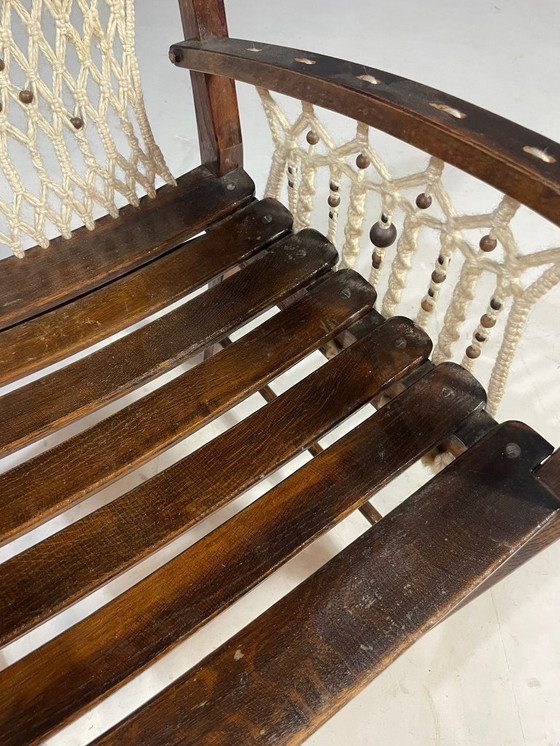 Image 1 of Poltrona vintage in macramè, anni '60, Cecoslovacchia, struttura in legno