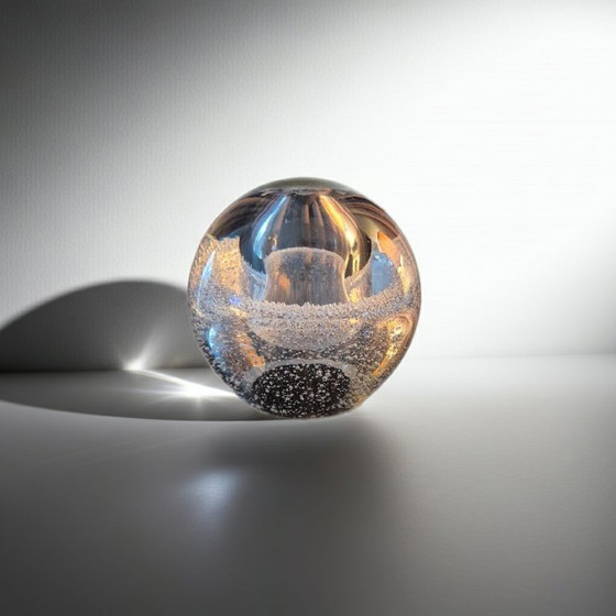 Image 1 of Vintage Oil Lamp Heavy Bubble Vase Paperweight 