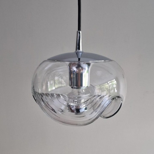 Putzler pendant lamp of clear glass and chrome