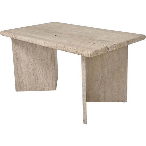 Mesa de centro vintage rectangular de travertino, Italia, años 80