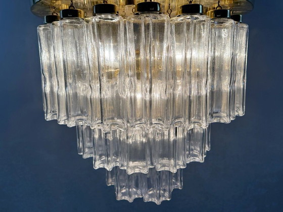 Image 1 of Lustre/plafonnier à trois niveaux de style milieu du siècle, provenant de Limbourg, en Allemagne, années 1970
