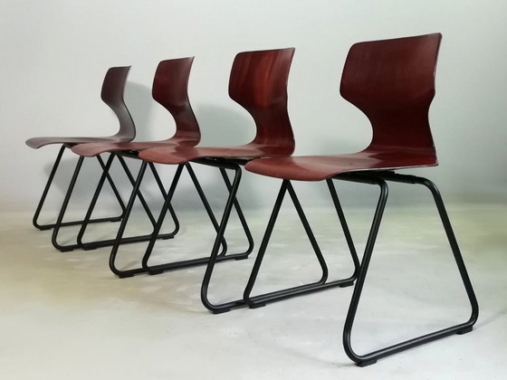 Image 1 of 4x sedia laterale FLÖTOTTO PAGWOOD set di sedie anni '70 nere VINTAGE design industriale seduta modellata