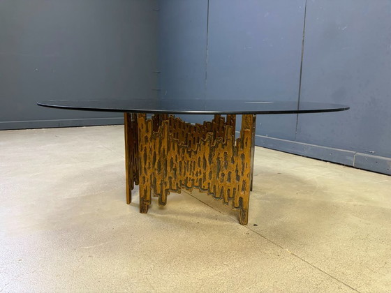 Vintage Bronze Brutalist Coffee Table, 1970s – Glass (photo 10 of 10)