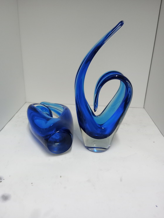 Image 1 of Murano glass midcentury pair of vases/pique fleur
