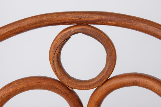 Image 1 of Set of 2 Bentwood Angel Chairs 1940s, Vienna Cane Seats, Stained Beech Wood, Vintage Dining Chairs