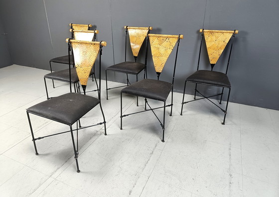 Image 1 of Set Of 6 Post Modern Dining Chairs, 1970S 