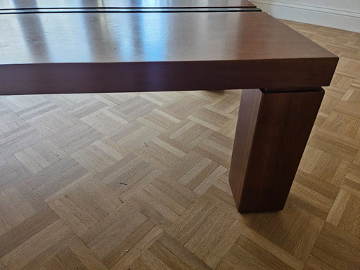 Table basse Mid Century en bois massif et métal