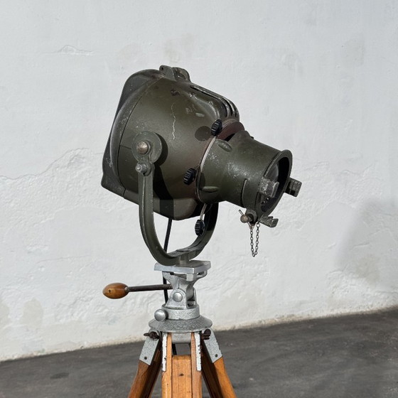 Strand Electric Theatre Spotlight on Adjustable Wooden Tripod, Mid-20th Century, Floor lights, Aluminium (photo 4 of 14)