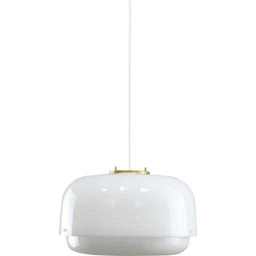 Lampada a sospensione vintage in ottone di Luigi Massoni per Guzzini, Italia 1970