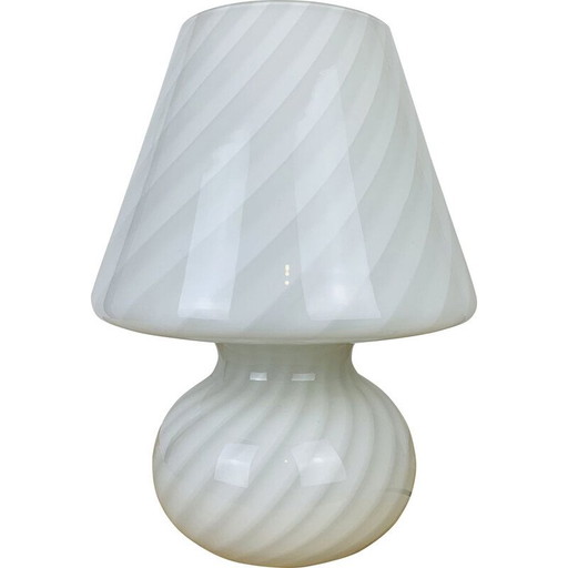 Vintage white Murano glass mushroom lamp, 1970