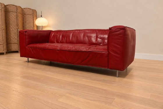 As Good As New Gelderland 6400 3-Seater Red Leather + WARRANTY, 3-5 seaters (photo 4 of 10)
