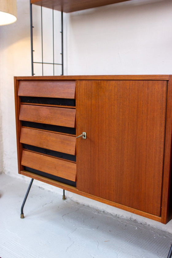 Image 1 of Vintage teak string shelf sideboard highboard 60s