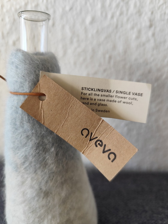 Image 1 of Aveva Cutting Vase Skandi Deko – Glass, Wool & Sand, Light Blue/White, Hygge