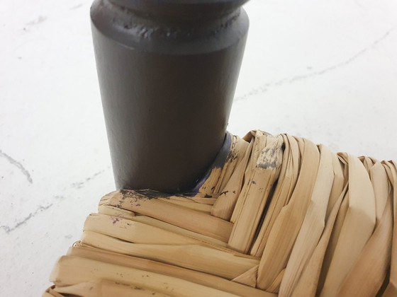 Image 1 of Tabouret vintage en rotin et bois, années 1960