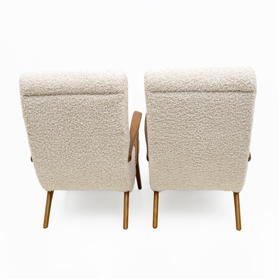 Image 1 of Attribute to Paolo Buffa Mid-Century Modern Italian Bouclé Armchairs, Pair
