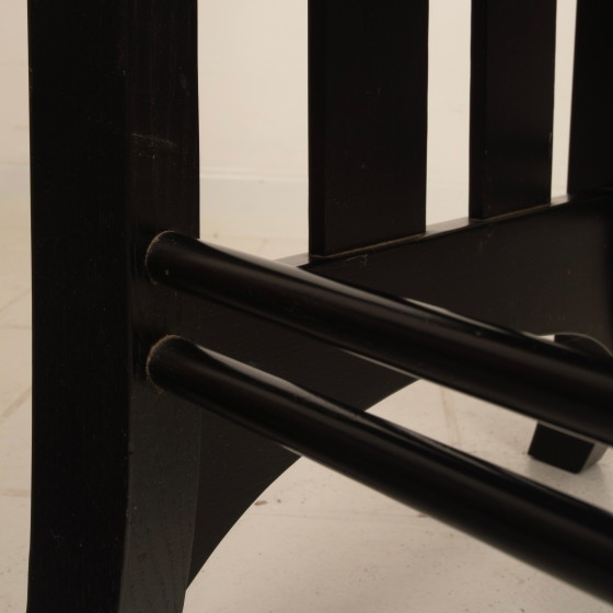 Chaise High Ingram Postmoderne Charles R. Mackintosh avec Tissu Fornasetti Alivar (photo 20 of 27)