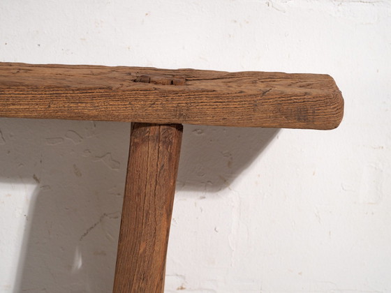 Antiek Iepenhouten Bankje, China, circa 1900, Rustic (foto 7 van 8)