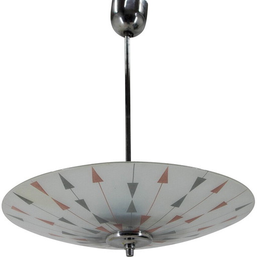 Vintage-Hängeleuchte aus Glas und poliertem Metall für Napako, 1960