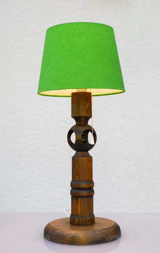 Image 1 of Large pine table lamp by Uno & Östen Kristiansson for Luxus, Sweden