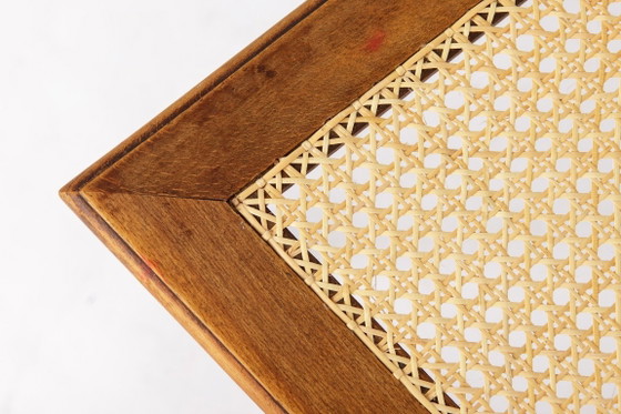 Image 1 of Silla de comedor belga antigua, silla de mimbre restaurada, madera maciza de haya, c. 1930.