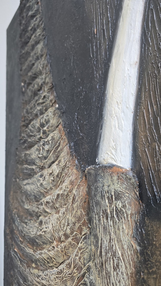 Large 3D Texture Painting Elephant L. Paramault (150x75) – Paintings & Drawings, Wood, Canvas (photo 6 of 13)