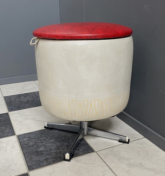 Image 1 of Round Skai Laundry Box / Stool 1960s