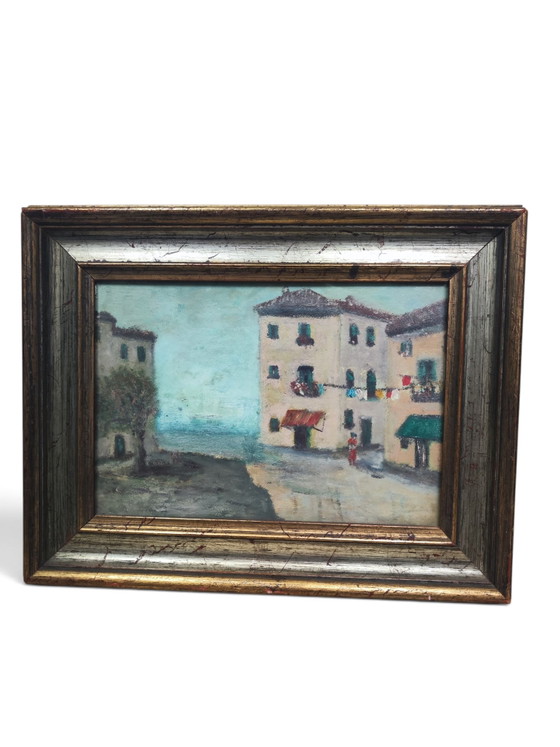Primitives italienisches Ölgemälde auf Leinwand – Gemälde & Zeichnungen, Wood, Canvas (photo 3 of 5)