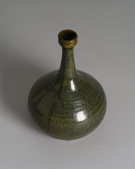 Image 1 of Paire de vases en céramique de Mathies Schwarze - Terre cuite émaillée verte, Allemagne