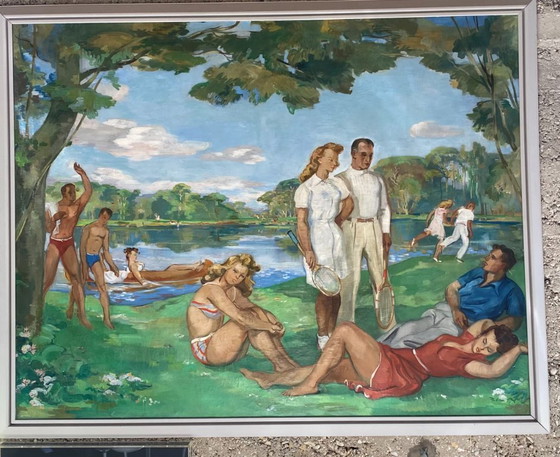 Image 1 of Paul Girol, Gran óleo sobre lienzo, 1955