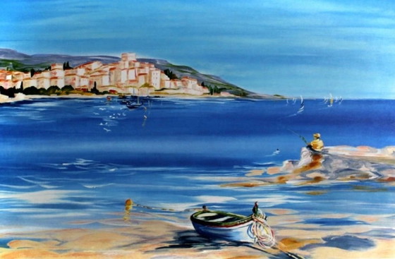 Image 1 of Anne Marie Briante: "Le pêcheur".  Litografia a colori, firmata e numerata a mano.