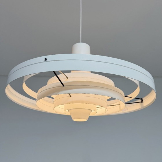 Image 1 of Fog & Mørup Fibonacci hanging lamp - Sophus Frandsen - Danish design 1960s - vintage white metal ceiling lamp
