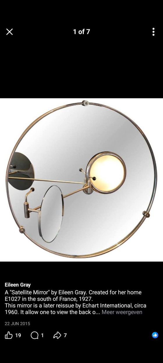 Image 1 of Eileen Gray mirror satellite Bauhaus art-deco 1927