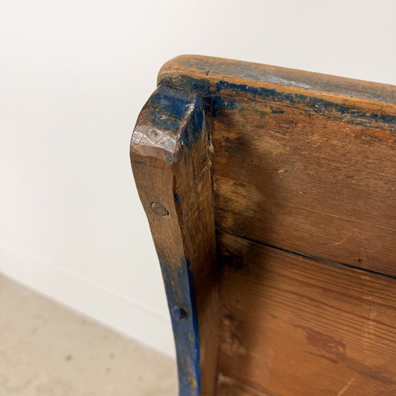 Baule antico dipinto di blu del 1871, Armadi contenitori, Legno, Metallo, Vintage (foto 14 di 15)