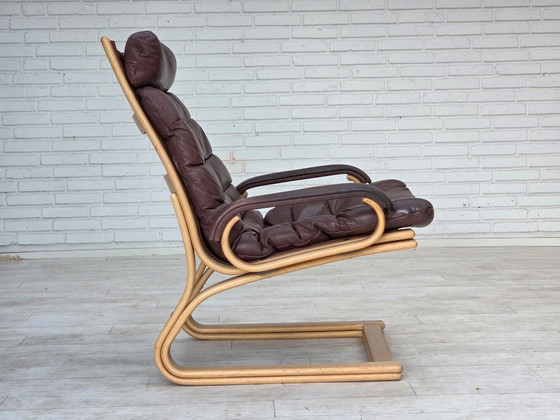 1970er, Dänischer Sessel von Georg Thams, Möbelleder, Bugholz. – Wood (photo 15 of 23)