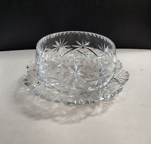 ciotola di cristallo con sottopiatto/piatto