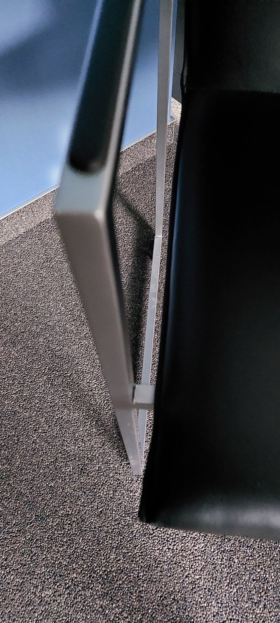 4x arco frame chair: aluminum legs and black leather seat, Dining chairs (photo 5 of 5)