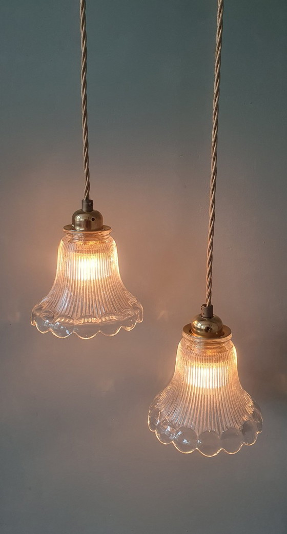 Set of 2 Holophane pendant lamps, Art Deco – Metal (photo 3 of 23)